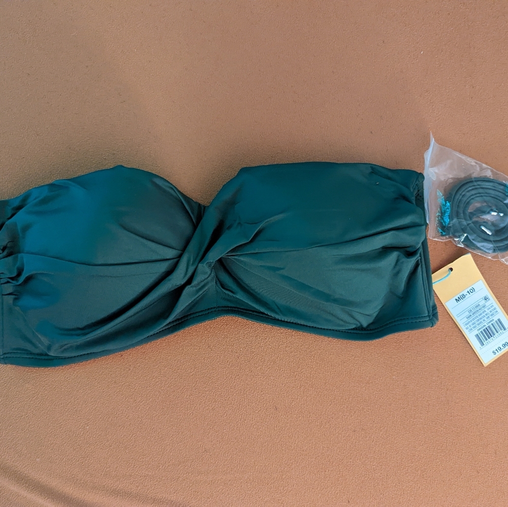 Target Dark Green Twist Bandeau Bikini Top